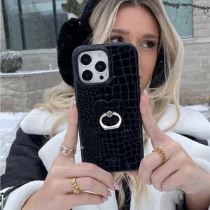 Velvet Caviar Black Crocodile iPhone 15 plus Case